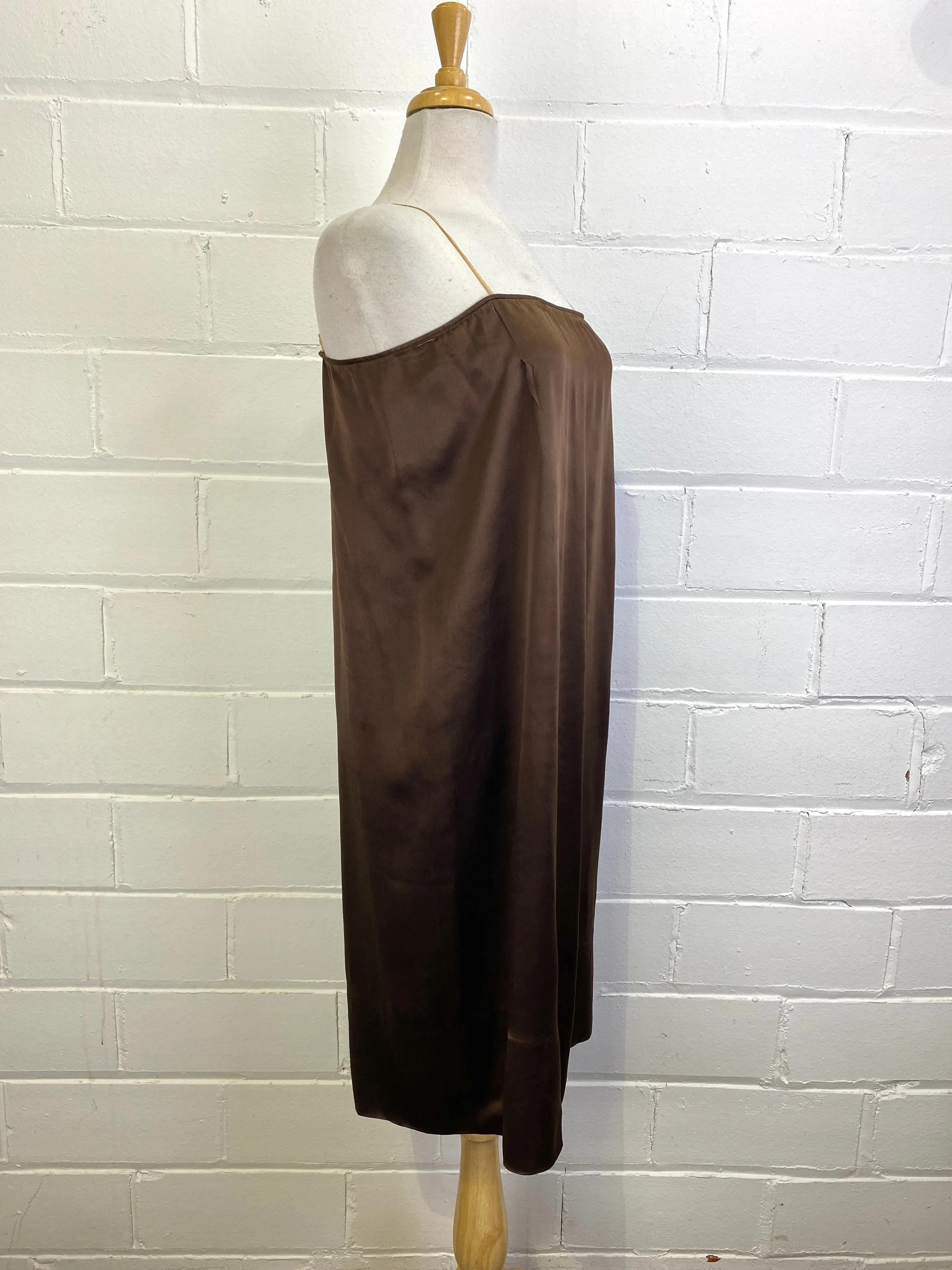 Vintage 1920s Chocolate Brown Liquid Satin Slip