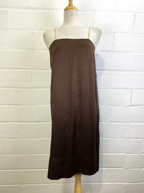 Vintage 1920s Chocolate Brown Liquid Satin Slip