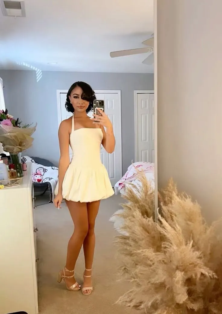 White A-Line Lovely Short Party Dress Homecoming Dress    fg7121