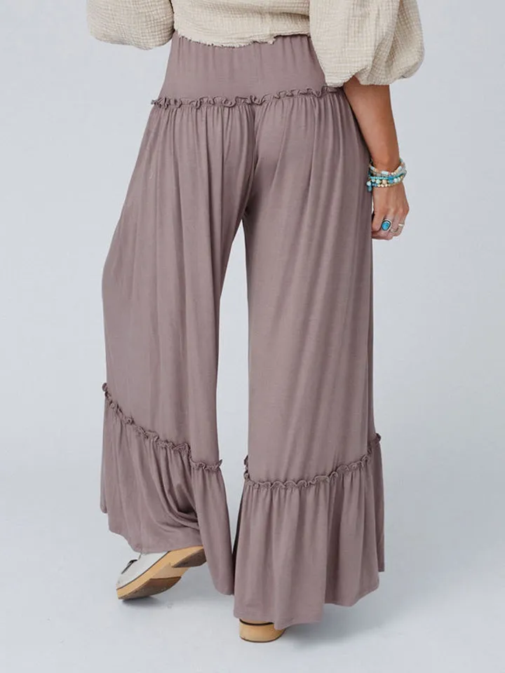 Wide Leg Ruffle Trim Bali Pants