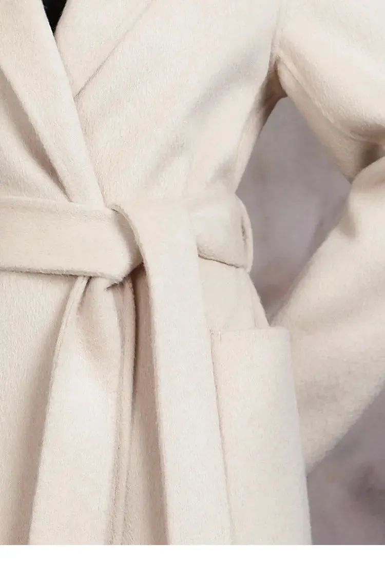 Winter Creamy-white Temperament Woollen Jacket