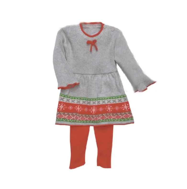 Winter Fair Isle Grey 100% Cotton Sweater Dress