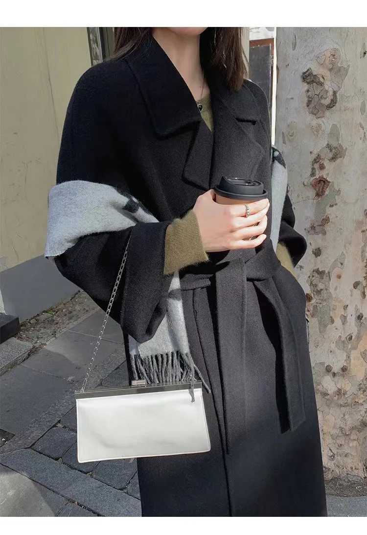 Wjczt New Sicilian Lazy Coat Elegant Double-Sided Cashmere Extended Loose plus Size High-Grade Woolen Coat