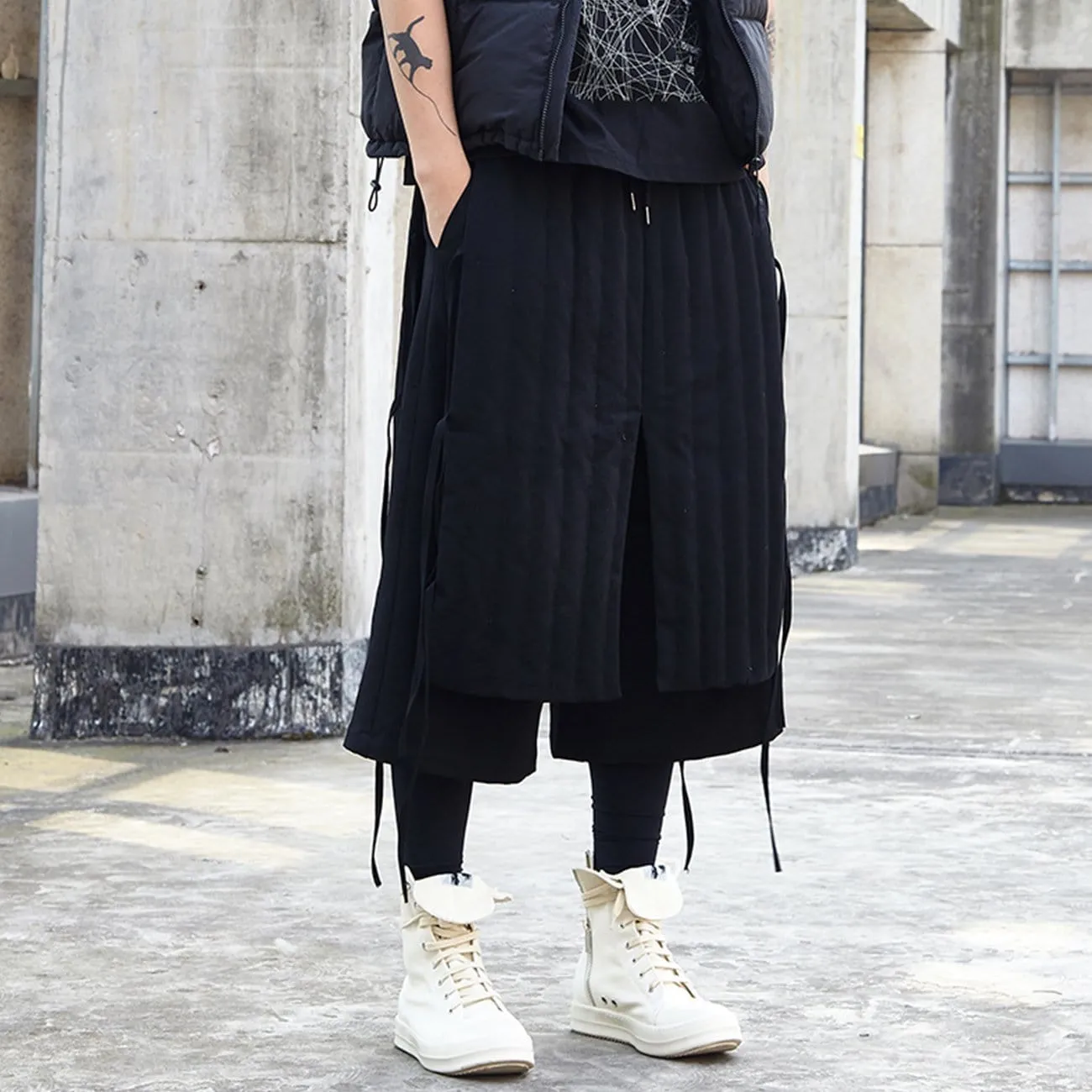 WLS Dark Oversized Thick Ankle-Length Pants