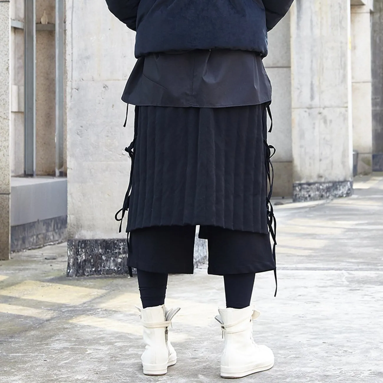 WLS Dark Oversized Thick Ankle-Length Pants