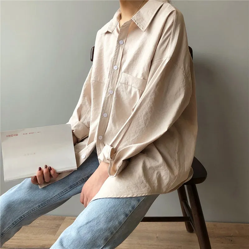 Women Blouse | Turn-Down Collar Shirt | Women Minimalist Shirt | Summer Blouses Top | Women Casual Shirt | Linen Loose Shirt | Summer Shirts