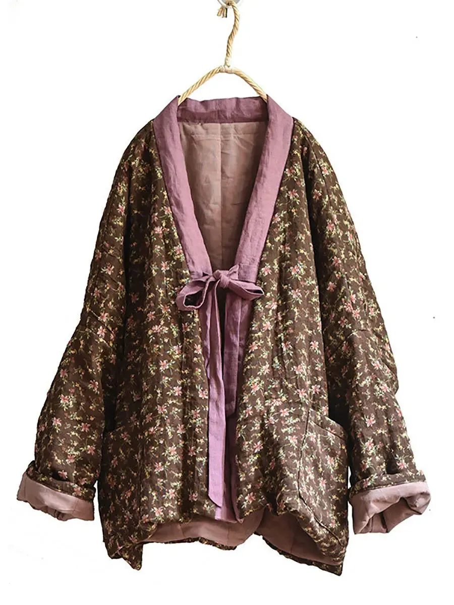 Women Cotton Winter Ethnic Floral Coat