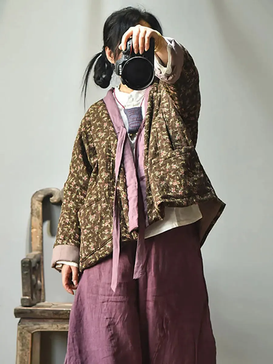 Women Cotton Winter Ethnic Floral Coat
