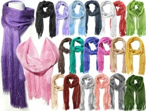 Women's Evening Wrap Wedding Shawl Glitter Metallic Prom Party Scarf with Fringe