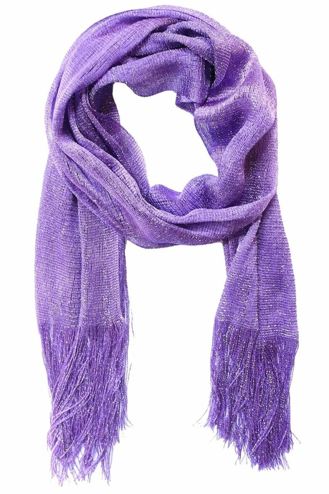 Women's Evening Wrap Wedding Shawl Glitter Metallic Prom Party Scarf with Fringe