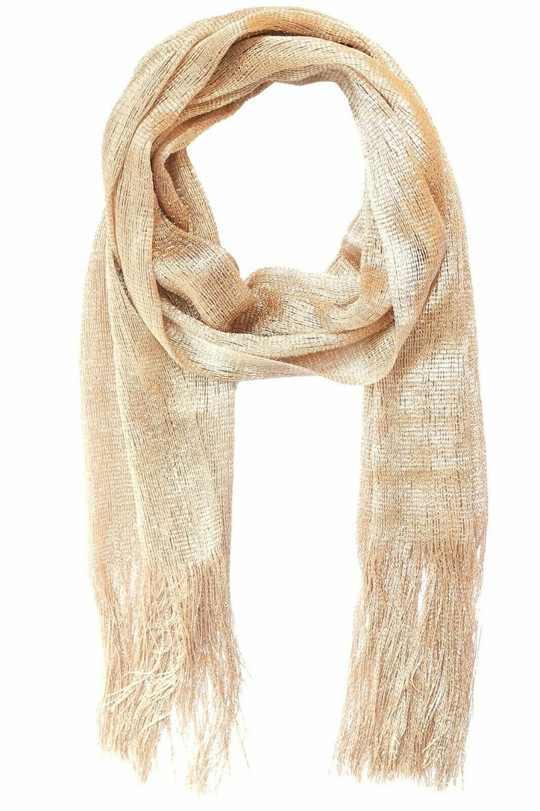 Women's Evening Wrap Wedding Shawl Glitter Metallic Prom Party Scarf with Fringe