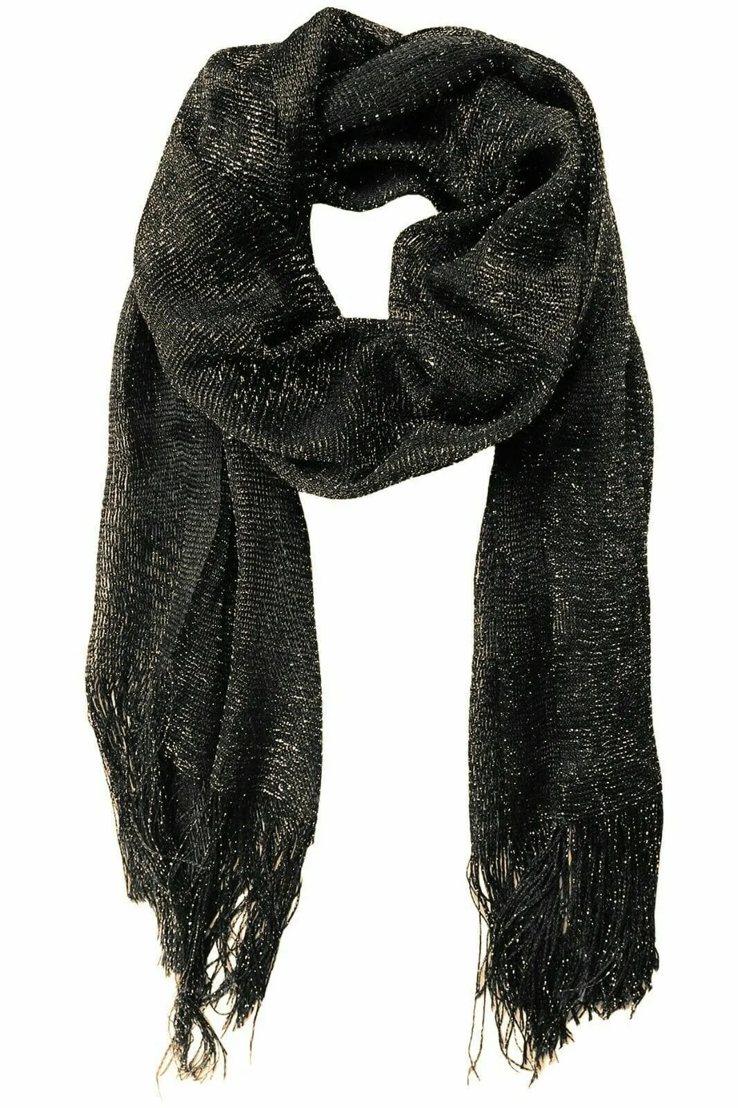 Women's Evening Wrap Wedding Shawl Glitter Metallic Prom Party Scarf with Fringe