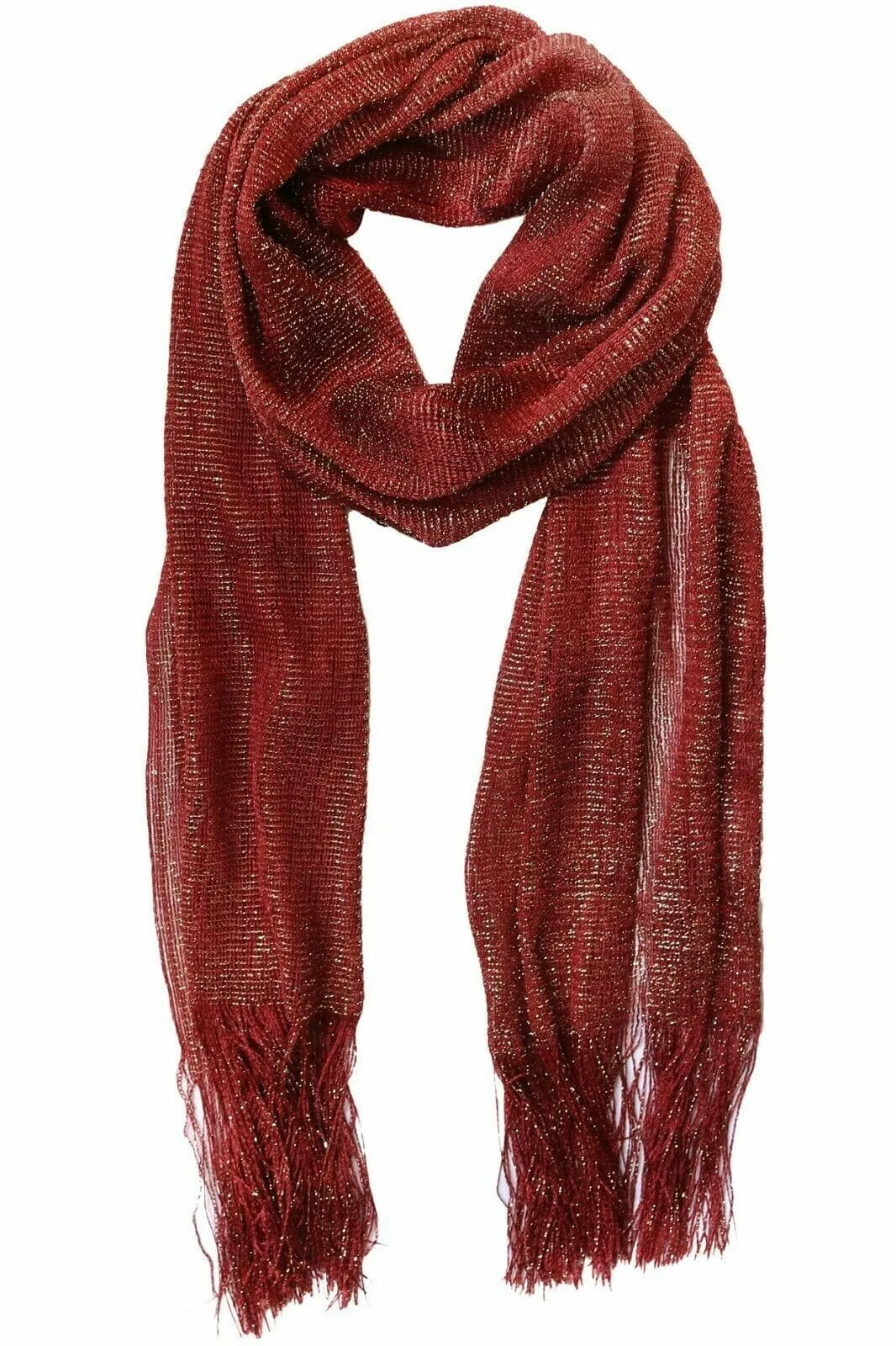 Women's Evening Wrap Wedding Shawl Glitter Metallic Prom Party Scarf with Fringe
