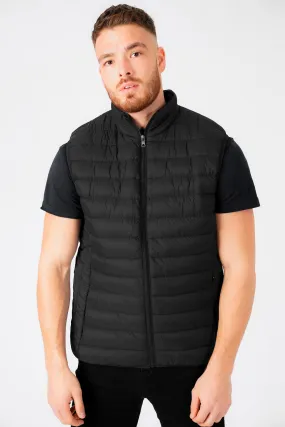 Yellin Quilted Puffer Gilet with Fleece Lined Collar in Jet Black - Tokyo Laundry