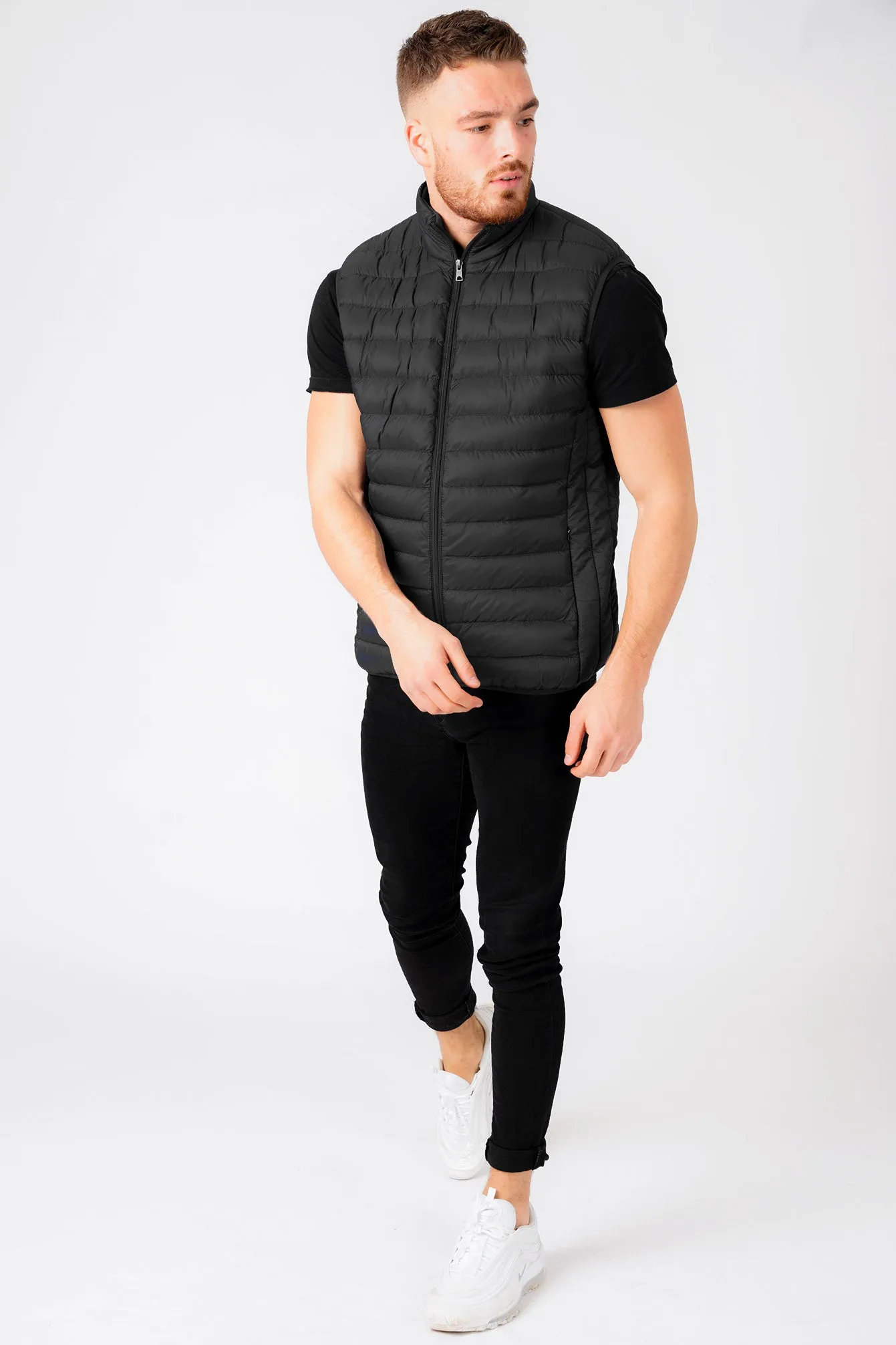 Yellin Quilted Puffer Gilet with Fleece Lined Collar in Jet Black - Tokyo Laundry