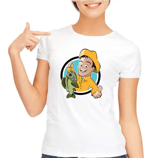 yiwuliming Womens t shirt Harajuku go fishings t -Shirt For lady 2017 summer popular female t shirt funny kawaii tops tees