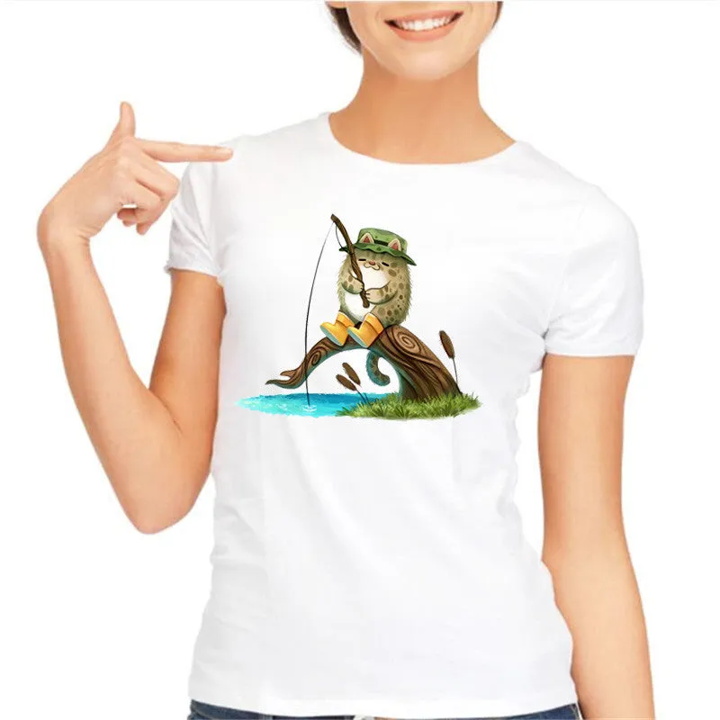 yiwuliming Womens t shirt Harajuku go fishings t -Shirt For lady 2017 summer popular female t shirt funny kawaii tops tees