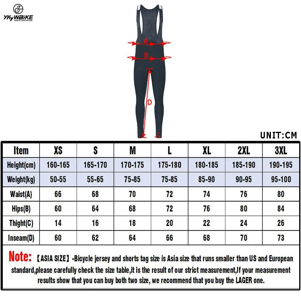 YKYW Men's Pro Tight Cycling Bib Long Pants 8H Ride Winter 10-20℃ Tights Warm Thermal Fleece Upgraded Italy Double Arrow Cushion
