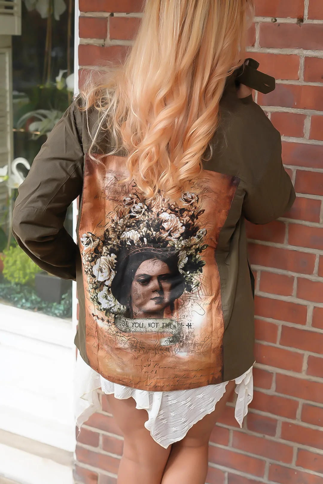 You Not Them Portrait Print Military Jacket NEW
