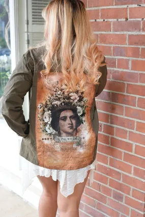 You Not Them Portrait Print Military Jacket NEW